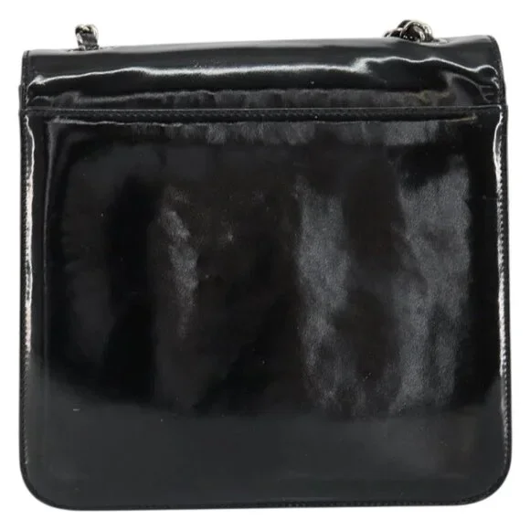 CHANEL Flap Chain Shoulder Bag Patent leather Black Silver CC Auth bs30494 - Picture 4 of 15